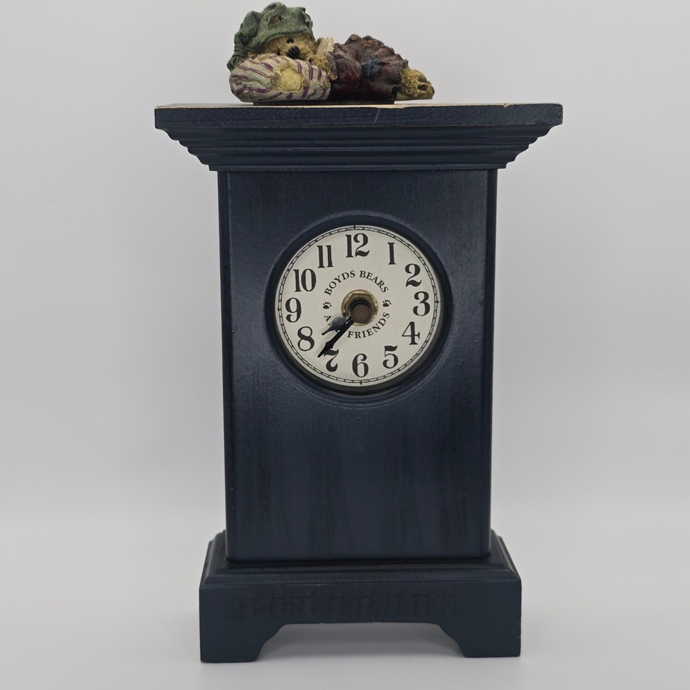 Boyds Bears 1997 Balley OnTime Clock Teal Mantel Shelf Decor Vintage‎
